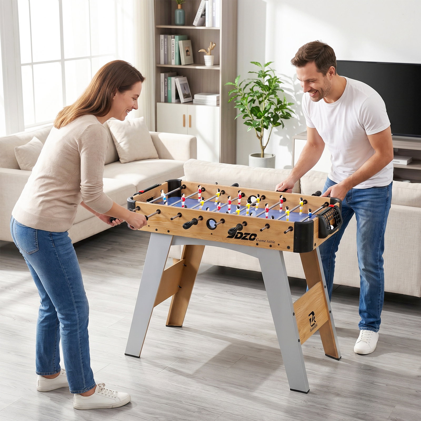 Matraquilhos de mesa 89 cm com 22 jogadores, 2 bolas, 2 marcadores e pegas antiderrapantes 89x61,5x70 cm azul arroxeado