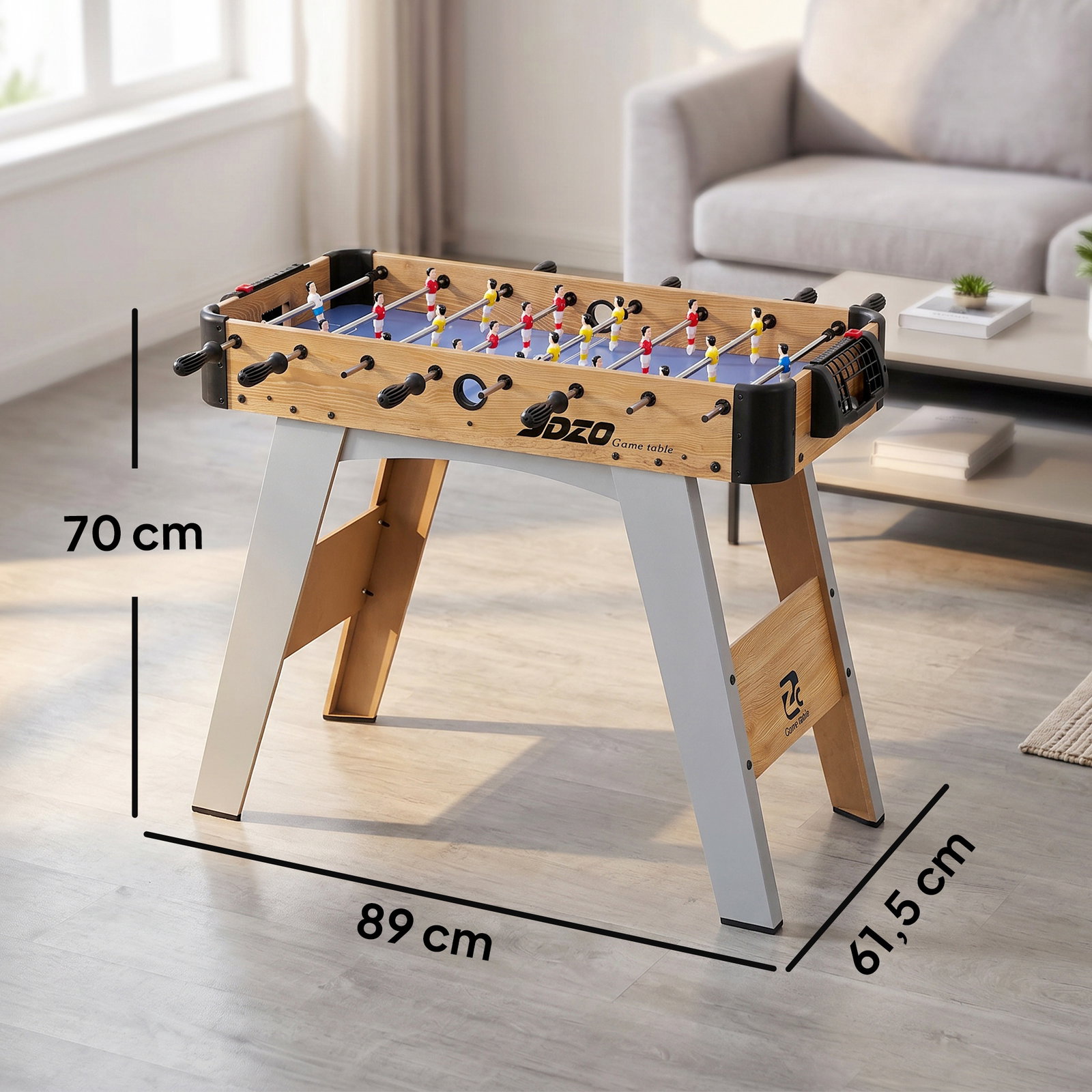 Matraquilhos de mesa 89 cm com 22 jogadores, 2 bolas, 2 marcadores e pegas antiderrapantes 89x61,5x70 cm azul arroxeado
