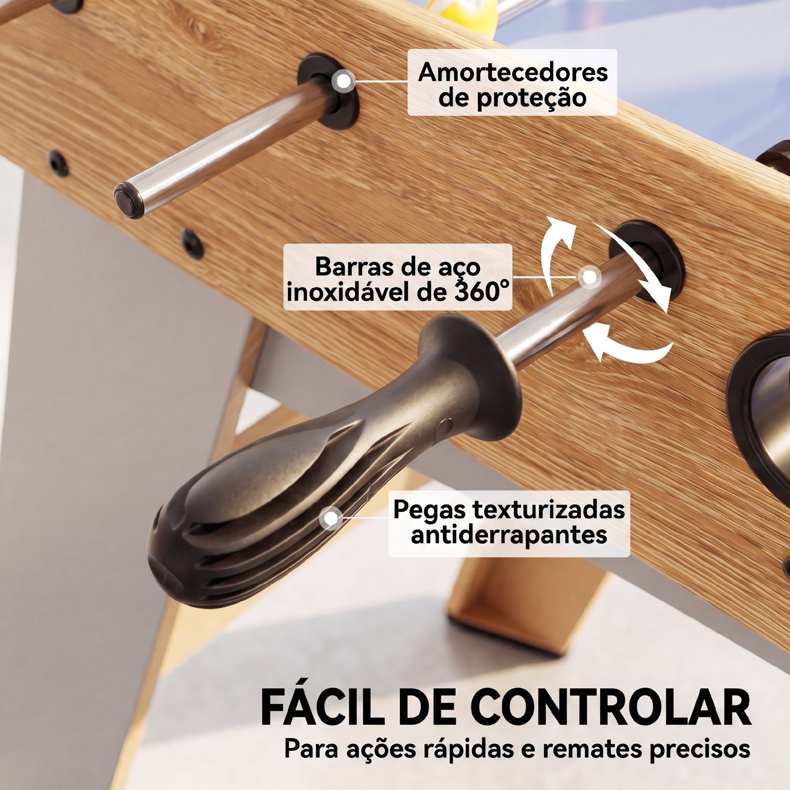 Matraquilhos de mesa 89 cm com 22 jogadores, 2 bolas, 2 marcadores e pegas antiderrapantes 89x61,5x70 cm azul arroxeado