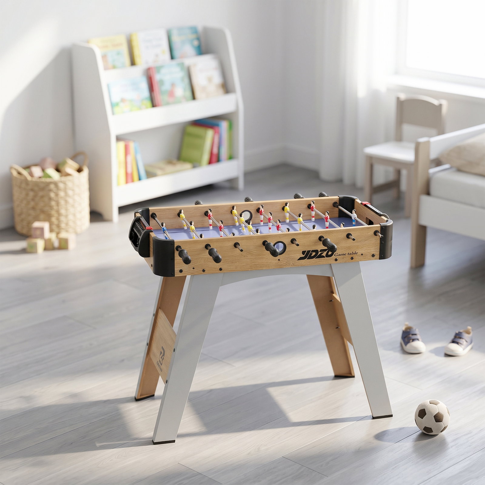 Matraquilhos de mesa 89 cm com 22 jogadores, 2 bolas, 2 marcadores e pegas antiderrapantes 89x61,5x70 cm azul arroxeado