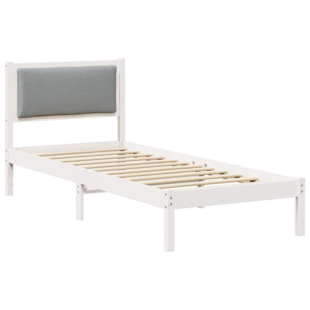 Estrutura da cama com cabeceira cinzento-claro 80 x 200 cm