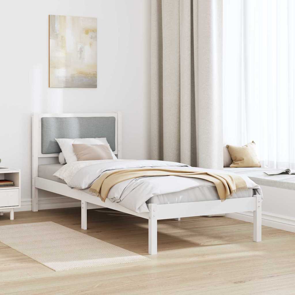 Estrutura da cama com cabeceira cinzento-claro 80 x 200 cm