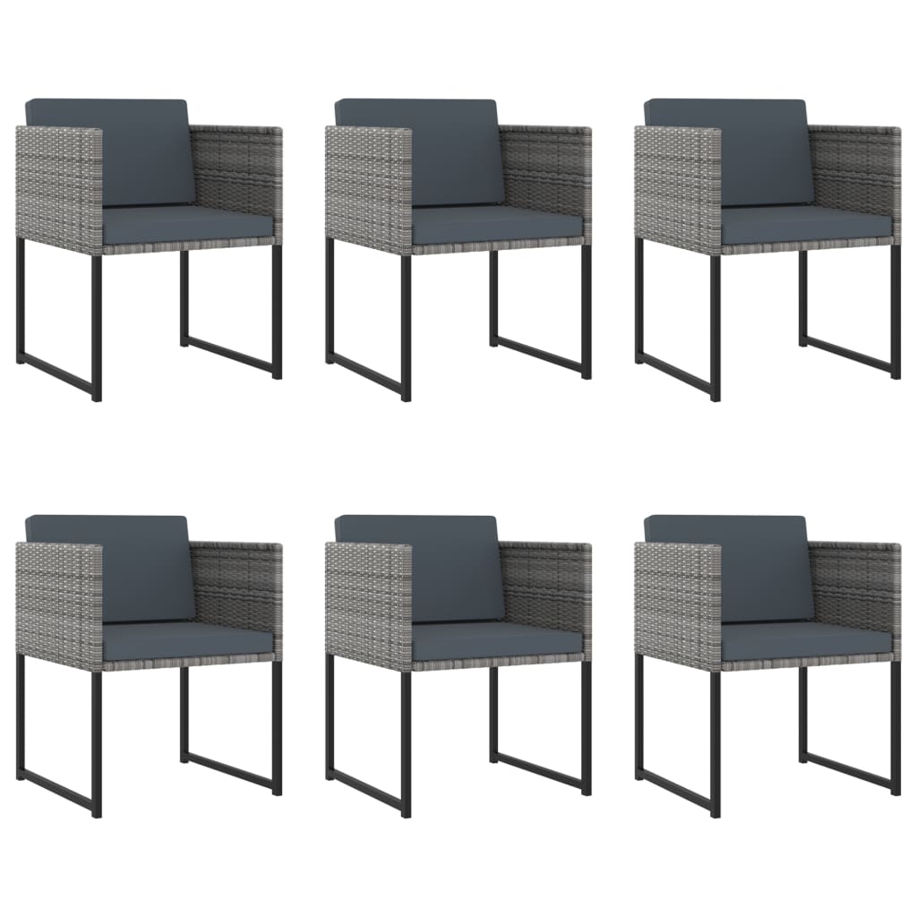11 Pcs conjunto jantar exterior com almofadões vime PE cinzento