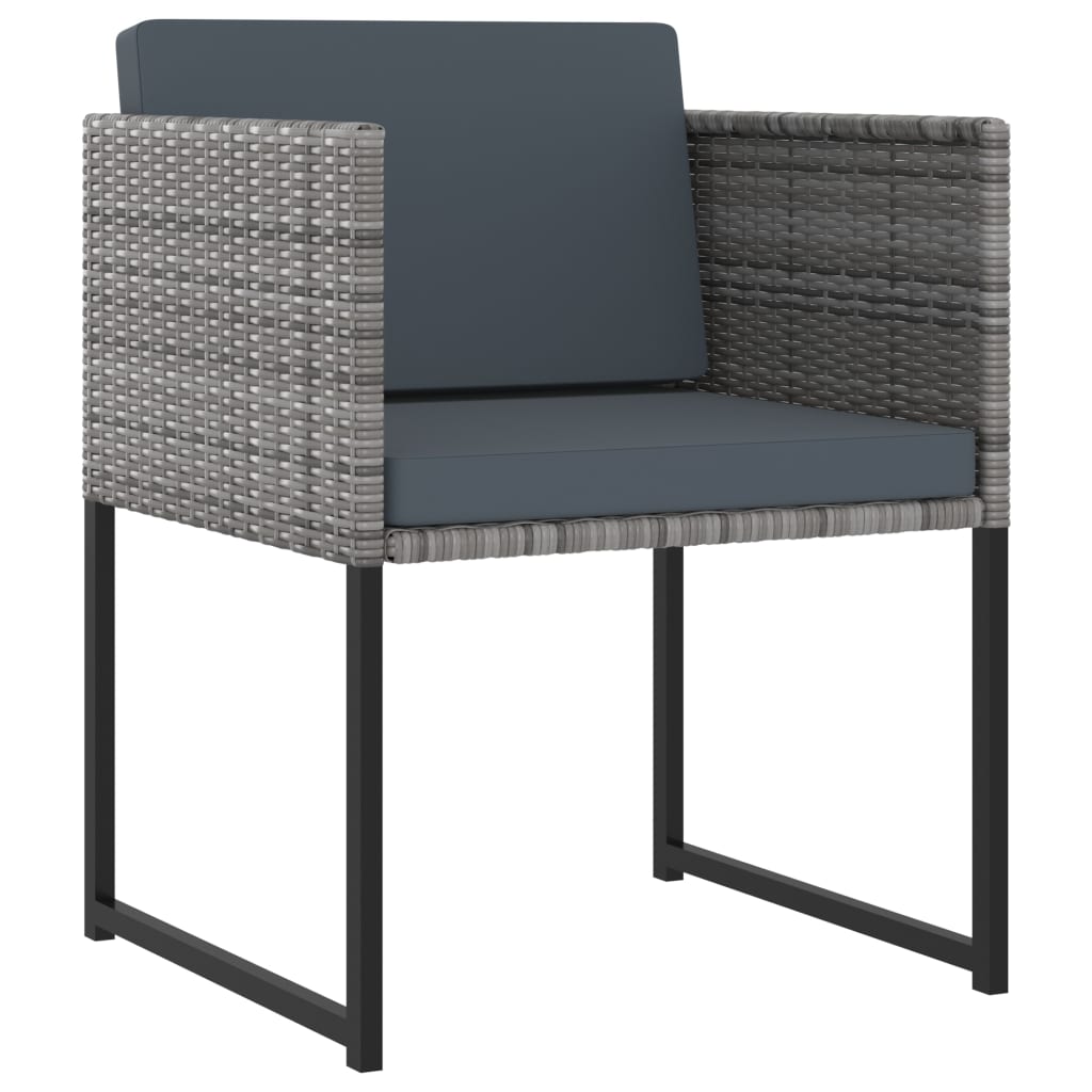 11 Pcs conjunto jantar exterior com almofadões vime PE cinzento