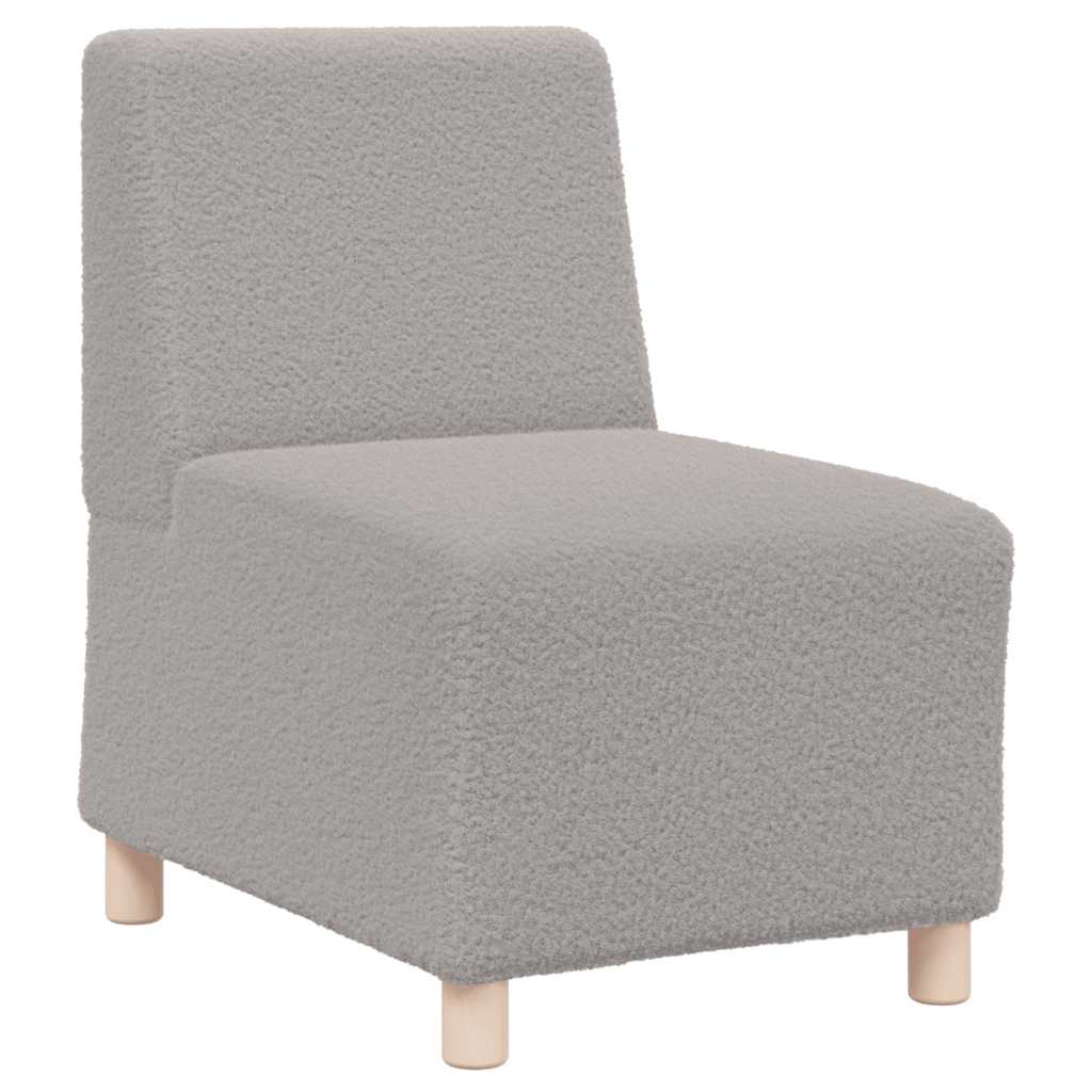 Poltrona sem braços 55 cm tecido encaracolado tipo lã cinzento-claro