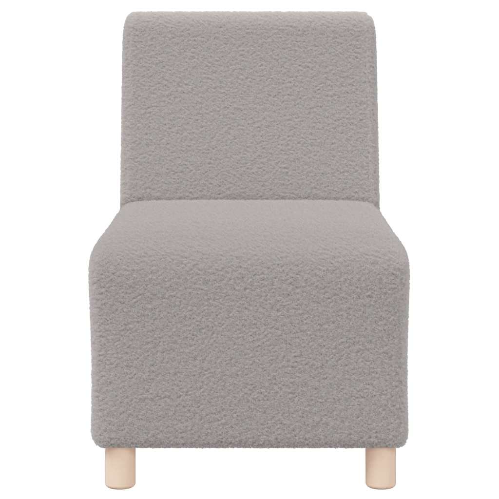 Poltrona sem braços 55 cm tecido encaracolado tipo lã cinzento-claro