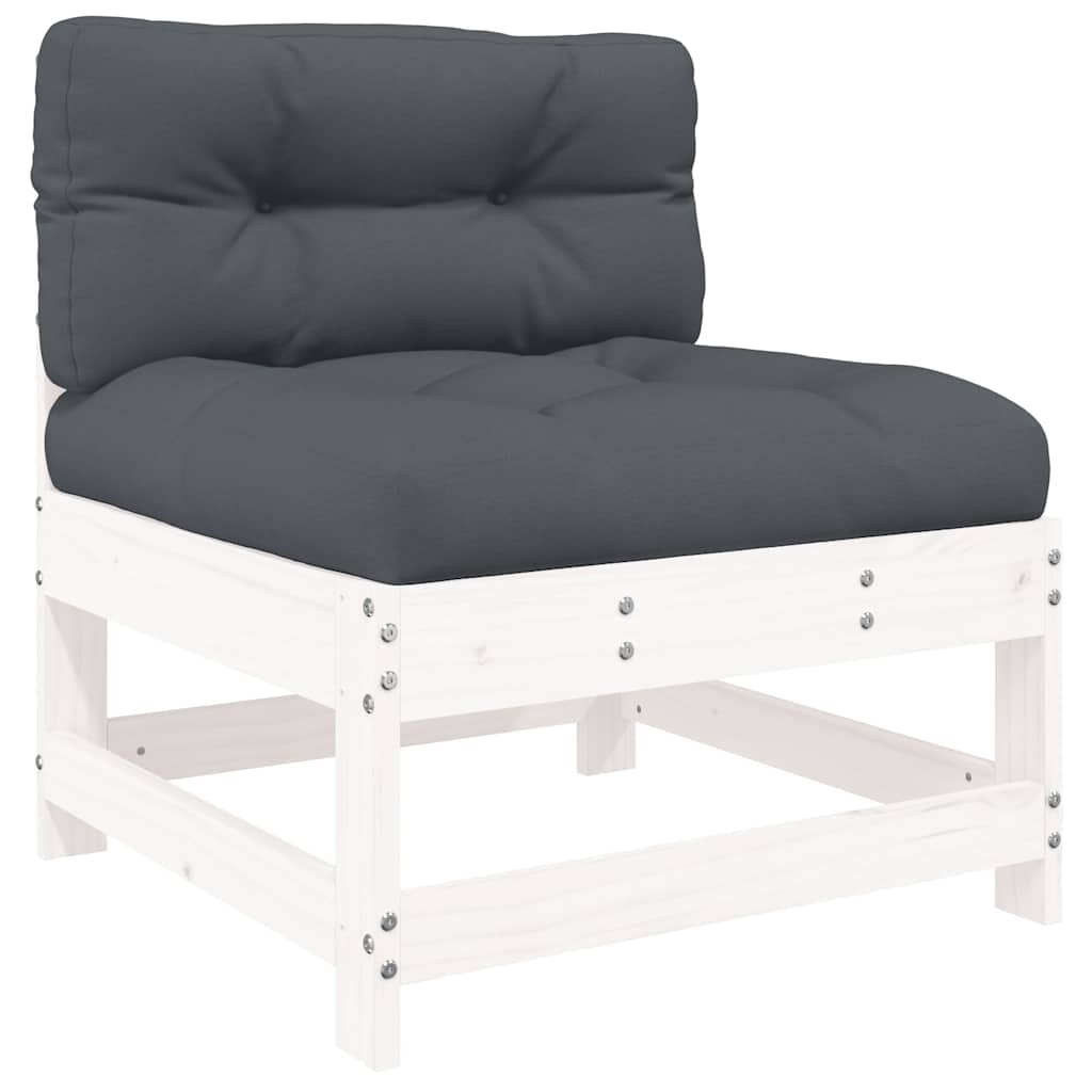Sofás de centro com almofadões 2 pcs pinho maciço branco