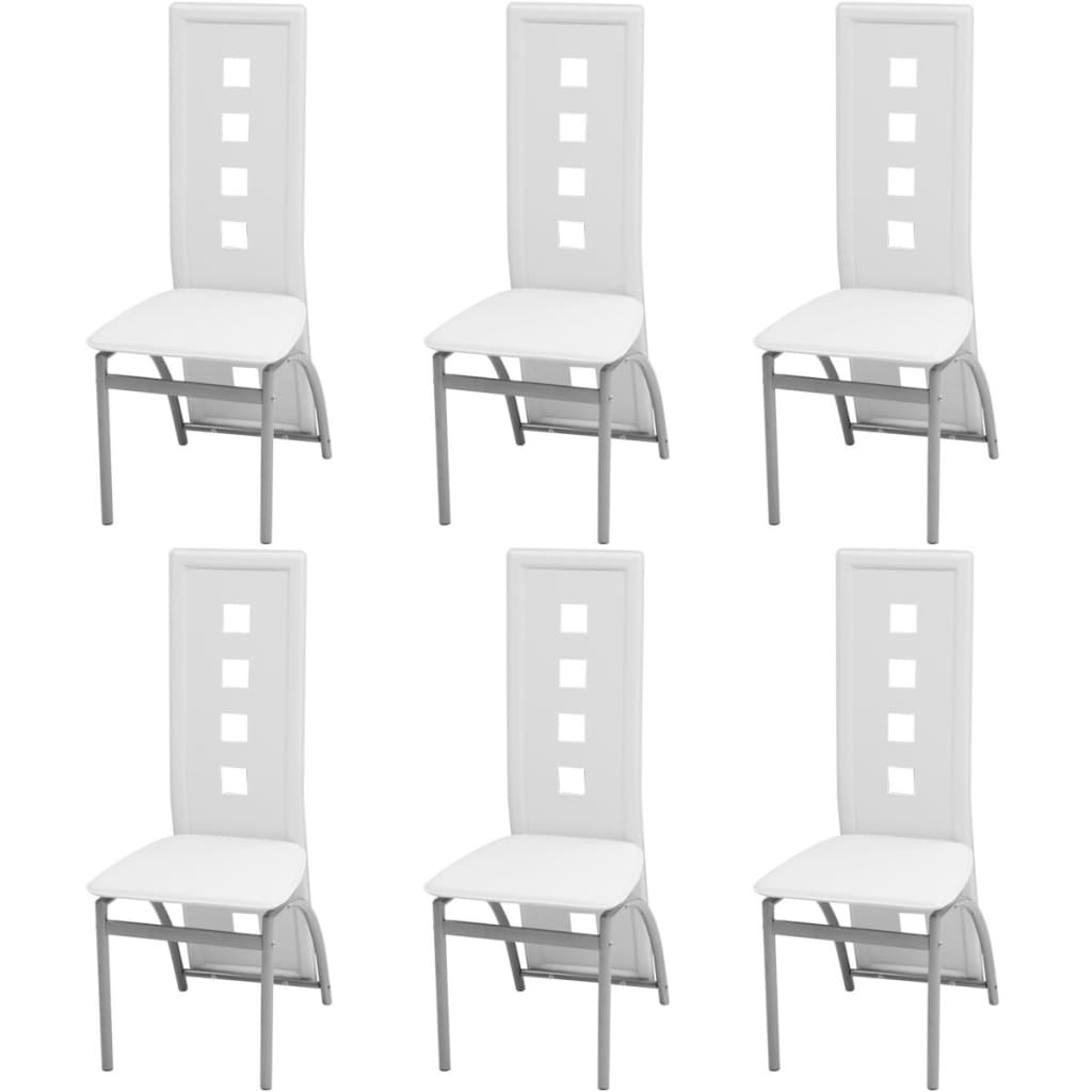 Cadeiras de jantar 6 pcs couro artificial branco