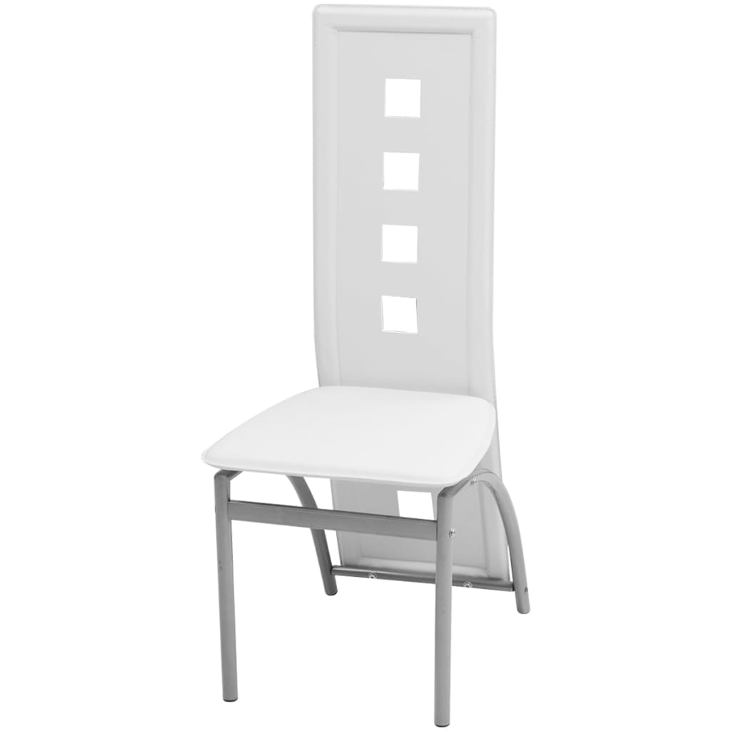 Cadeiras de jantar 6 pcs couro artificial branco