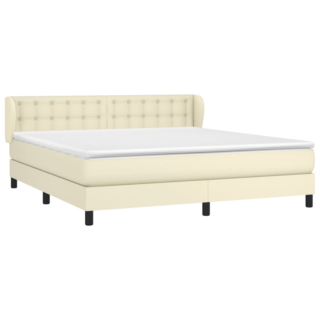 Cama com molas/colchão 180x200 cm couro artificial cor creme
