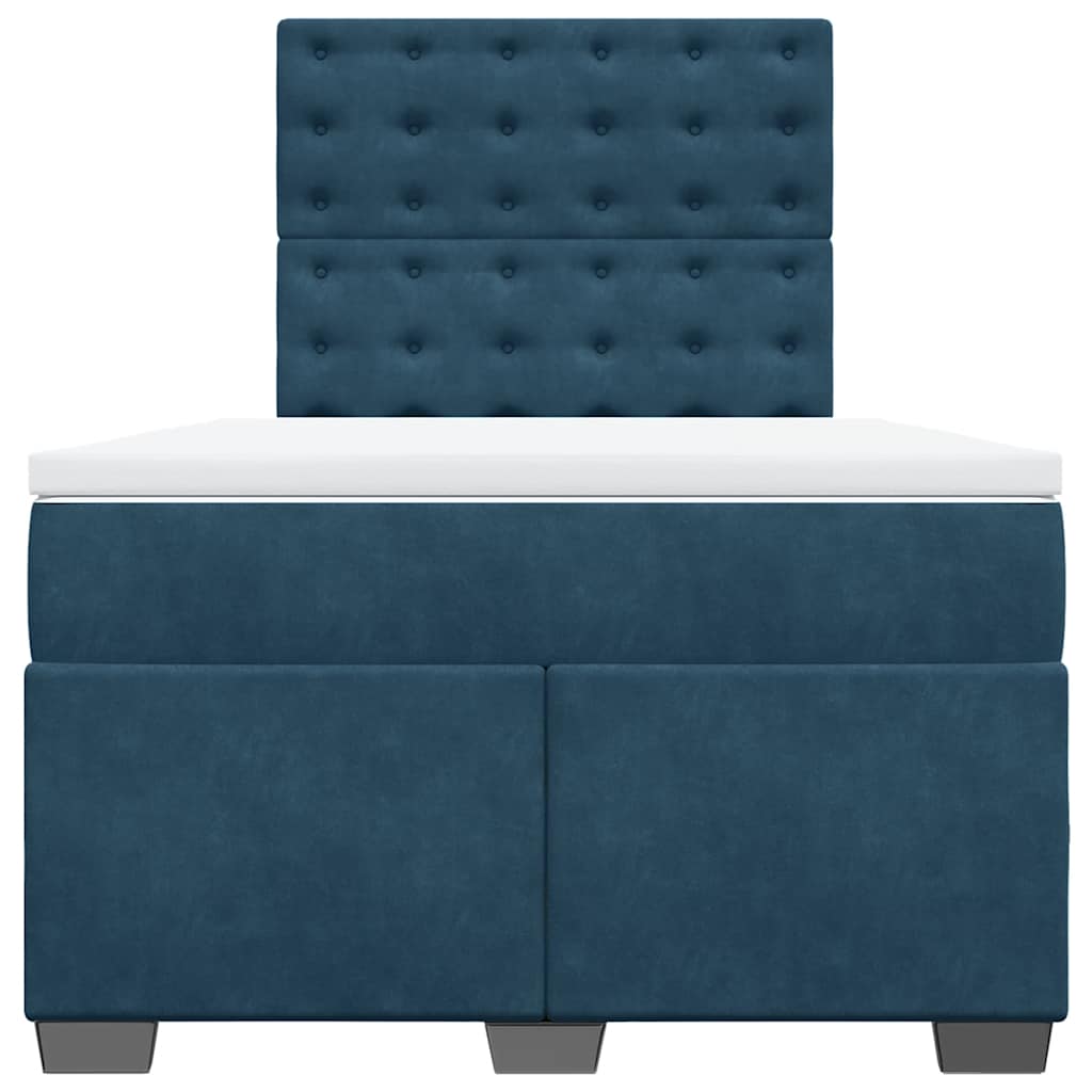 Cama boxspring com colchão 120x200 cm veludo azul