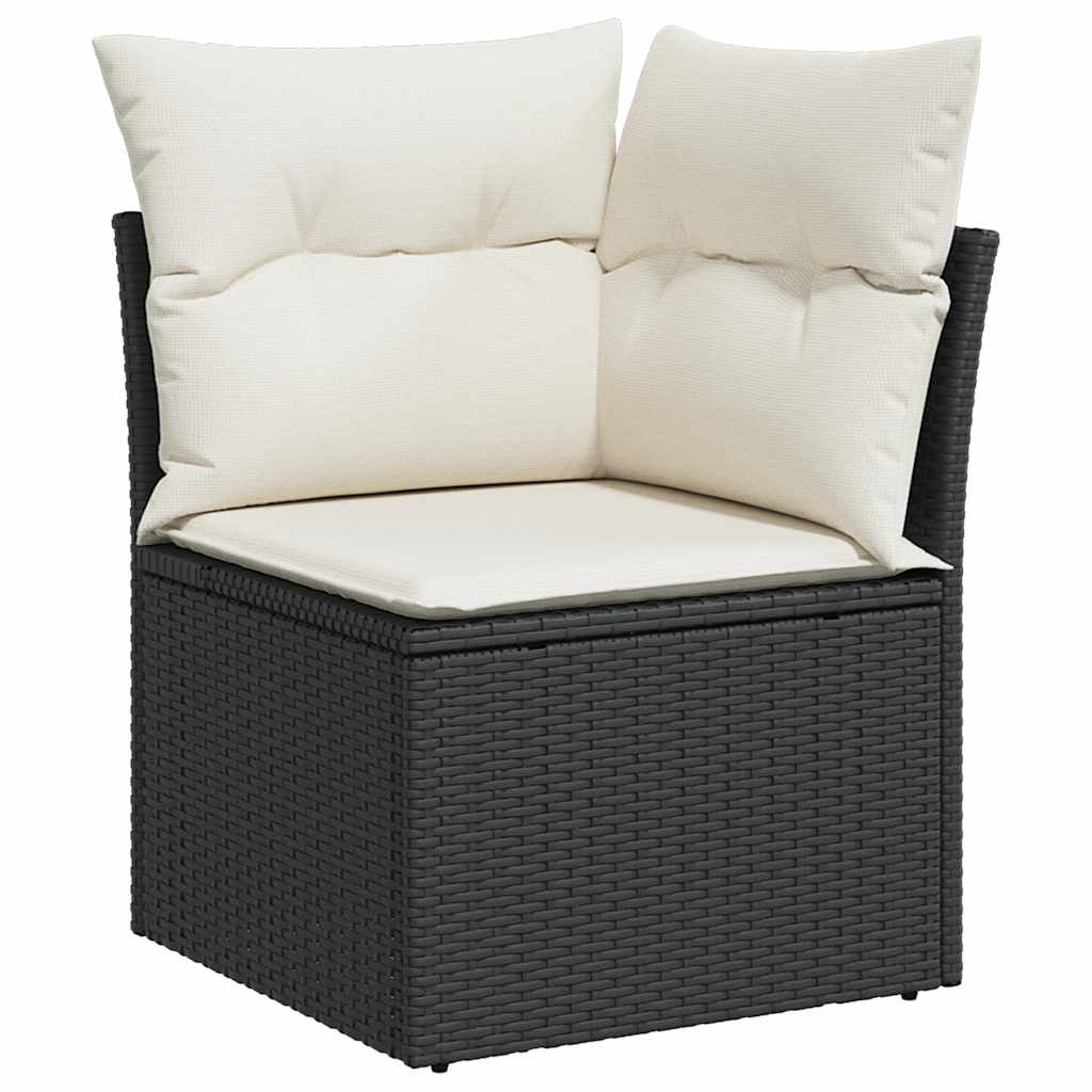 7 Pcs conjunto de sofás p/ jardim c/ almofadões vime PE preto