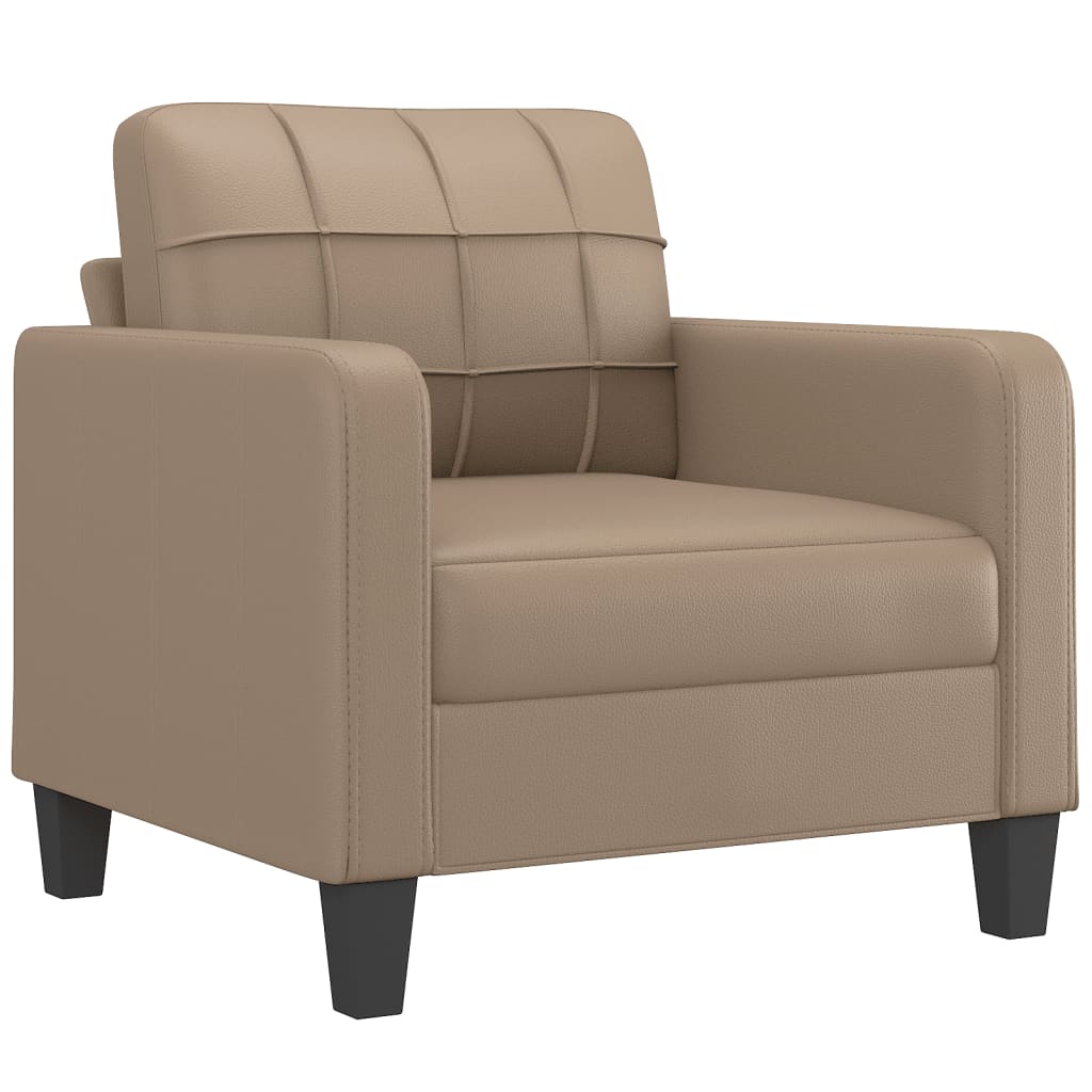 3 Pcs conjunto sofás c/ almofadões couro artificial cappuccino