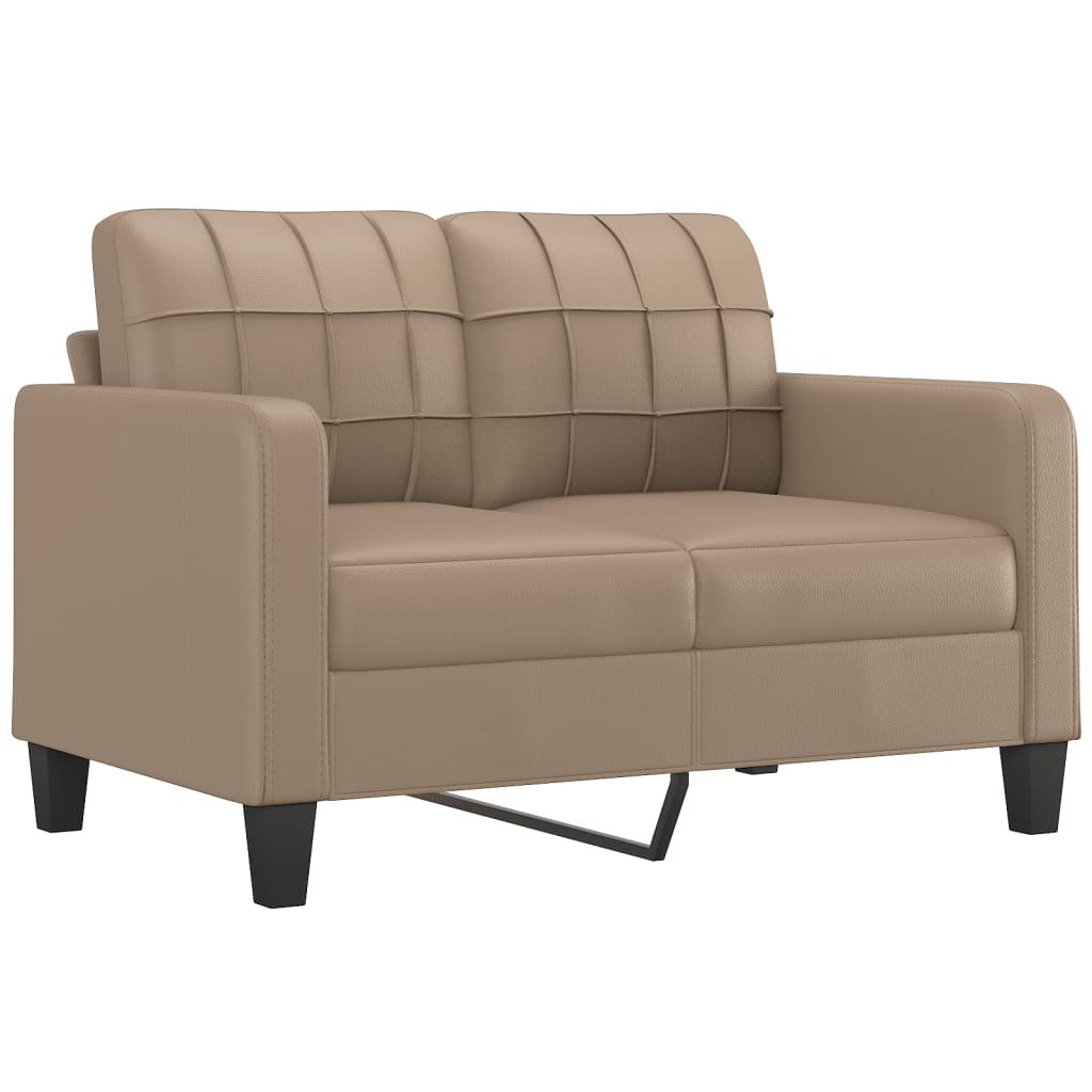 3 Pcs conjunto sofás c/ almofadões couro artificial cappuccino