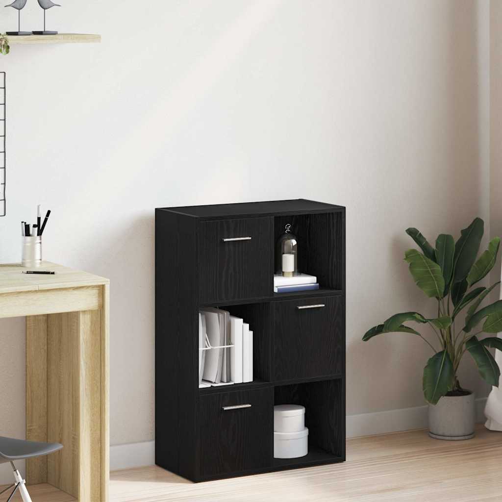 Divisória de ambientes/estante para livros em carvalho preto, 60,5x30x90cm, madeira engenheirada