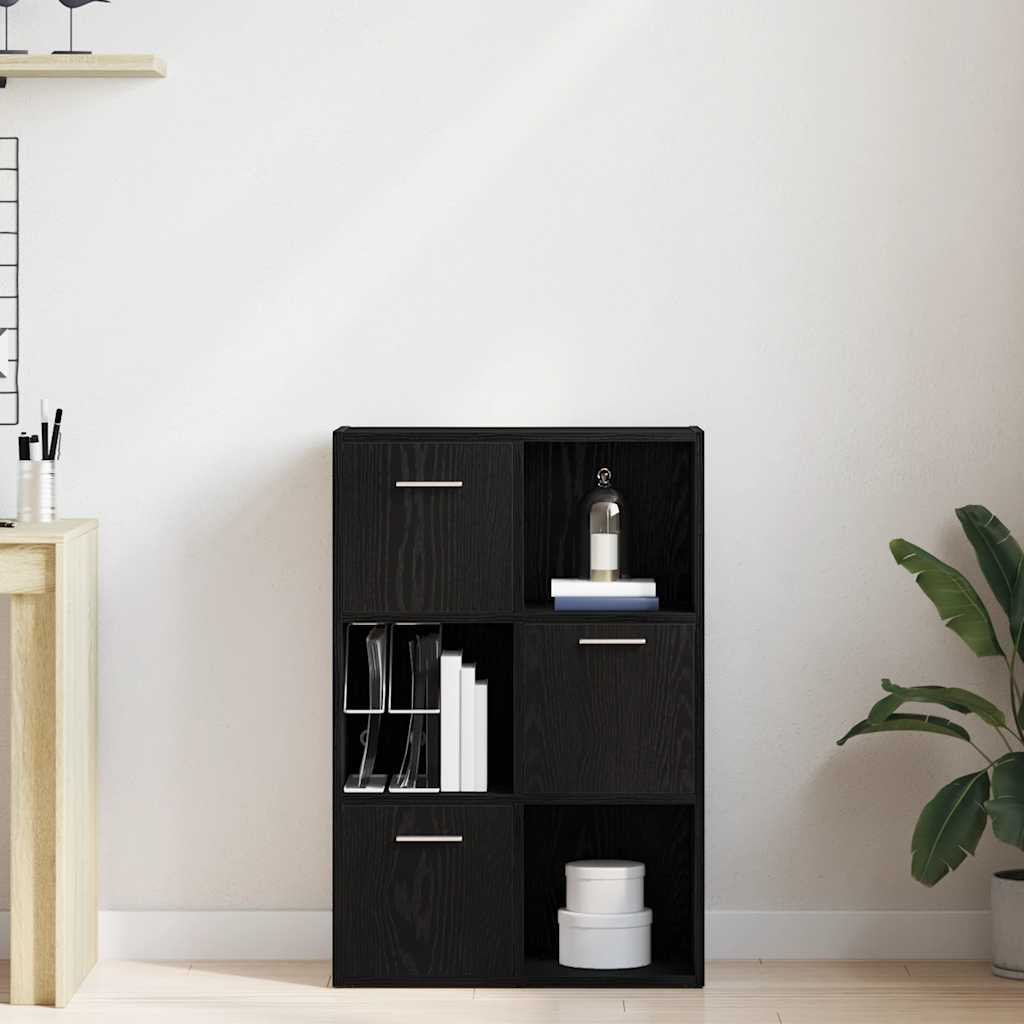 Divisória de ambientes/estante para livros em carvalho preto, 60,5x30x90cm, madeira engenheirada