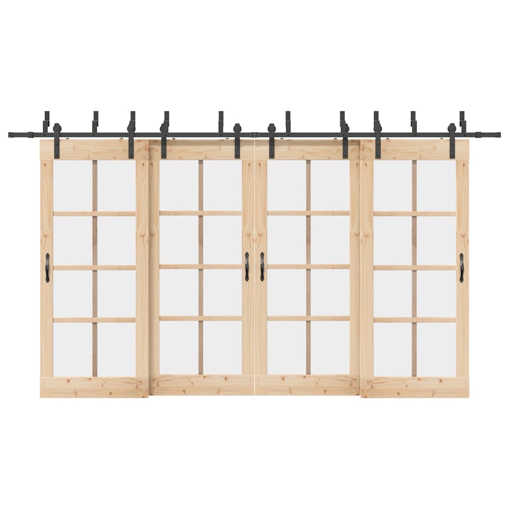 Kit de ferragens para porta deslizante 400 cm aço preto