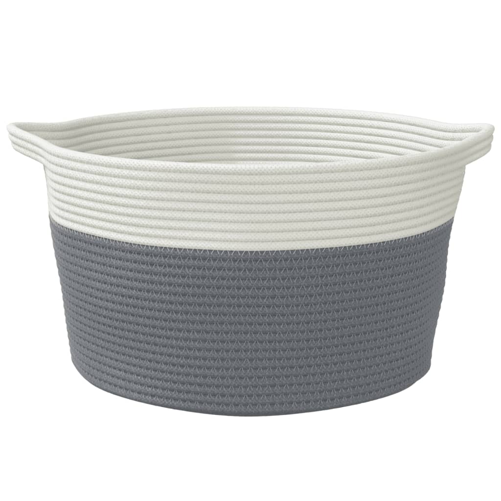 Cesto de arrumação ø45x25 cm algodão cinzento e branco