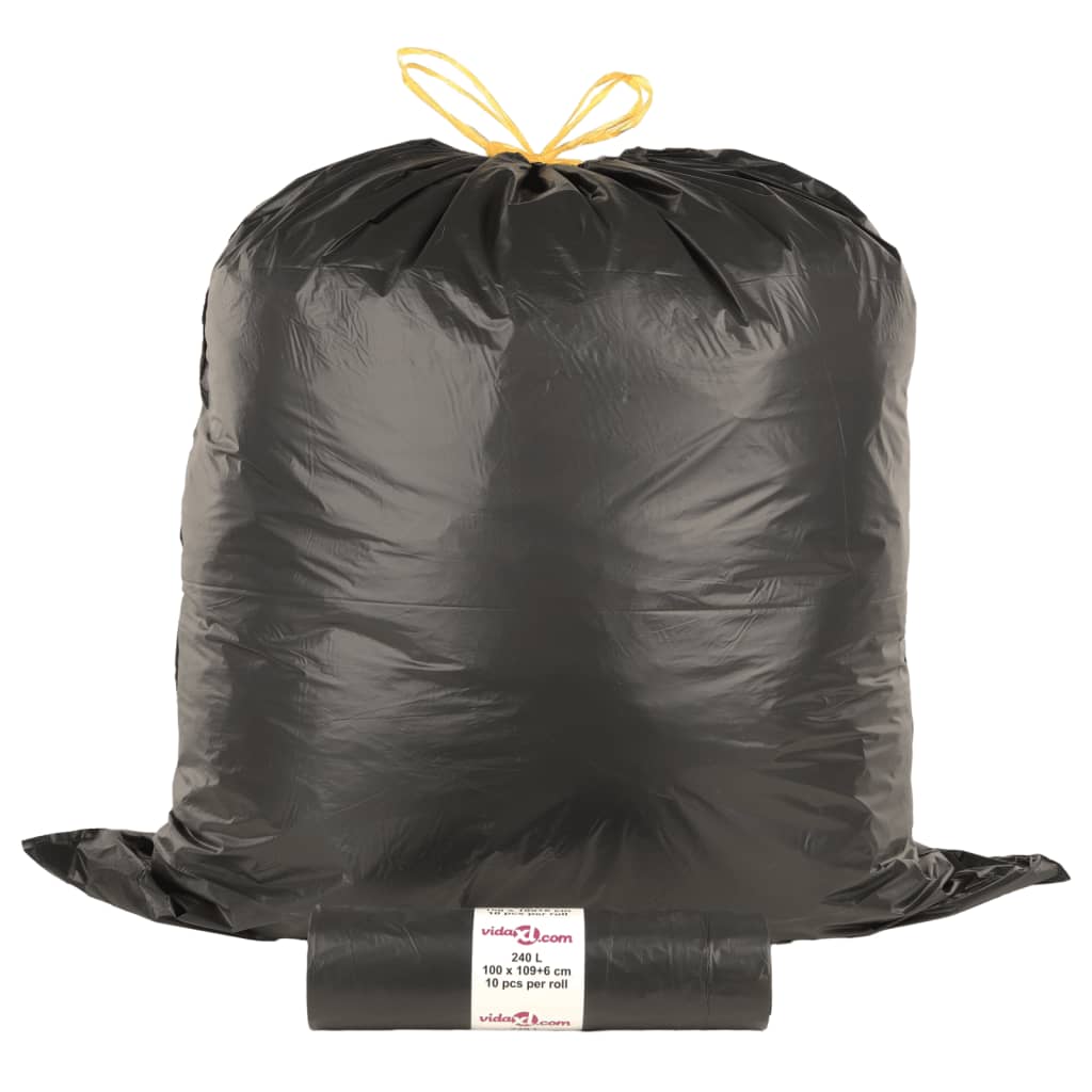 Sacos do lixo com atilhos 150 pcs 240 l preto