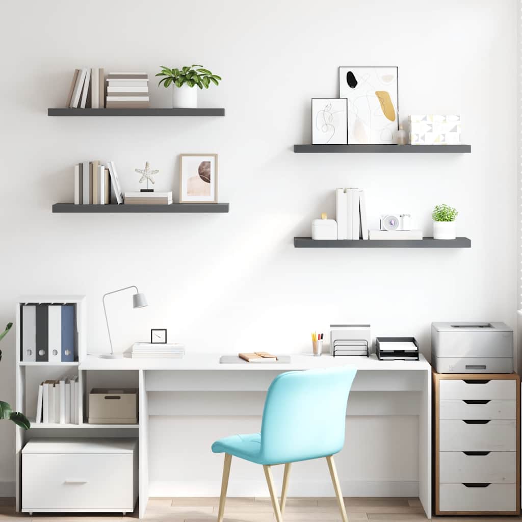 Prateleiras de parede suspensas 4 pcs 90x23,5x3,8cm MDF cinza