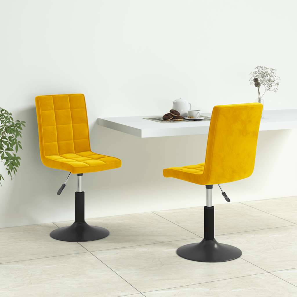 Cadeiras de jantar giratórias 2 pcs veludo amarelo mostarda