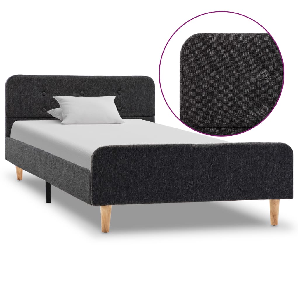 Estrutura de cama 100x200 cm serapilheira cinzento-escuro
