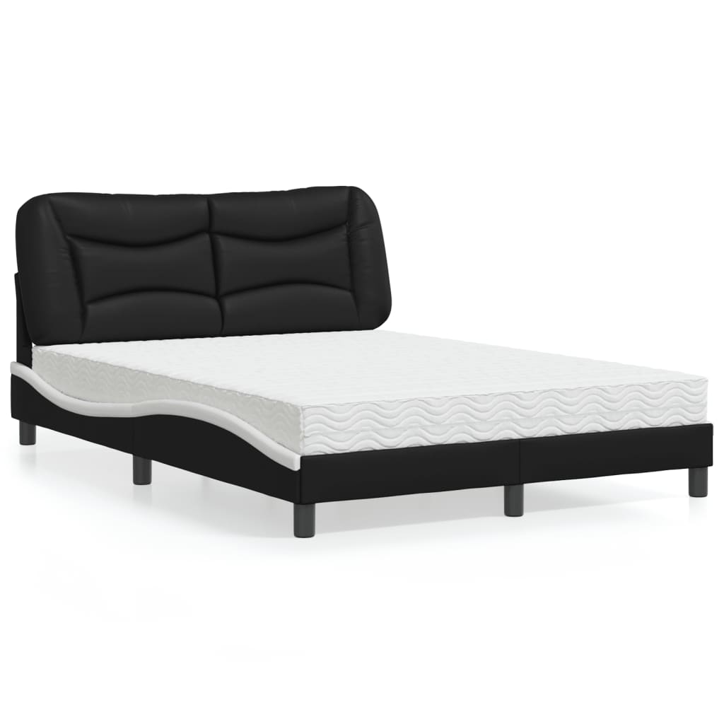Cama com colchão hvar 140x190 cm couro artificial preto