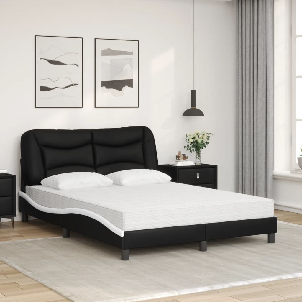 Cama com colchão hvar 140x190 cm couro artificial preto