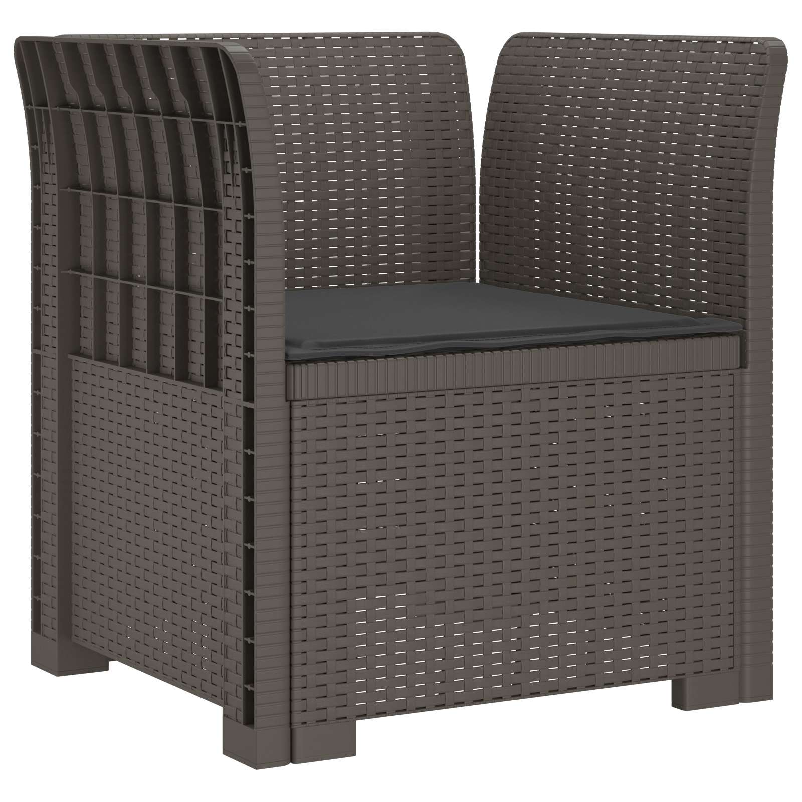 Poltrona 1 lugar com almofada look rattan PP cinzento-claro