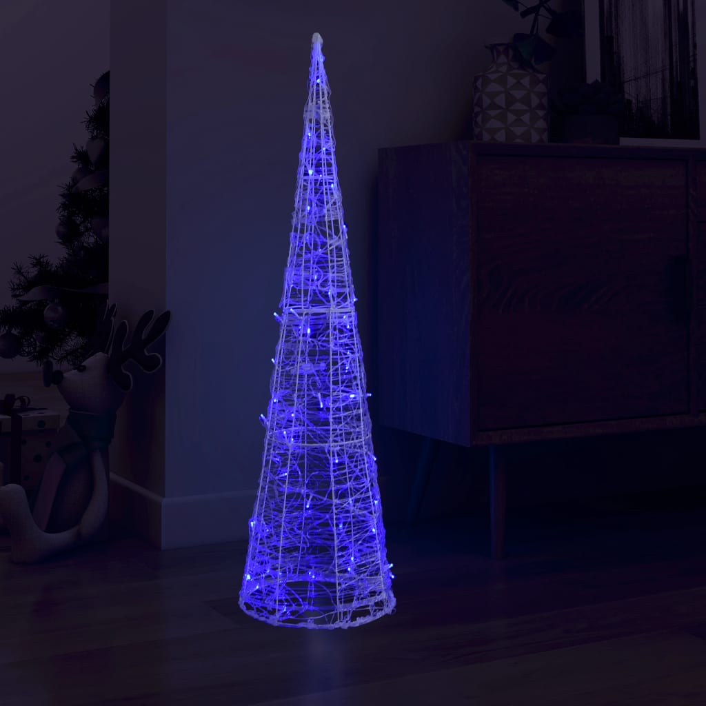 Pirâmide de iluminação decorativa com leds acrílico 120 cm azul
