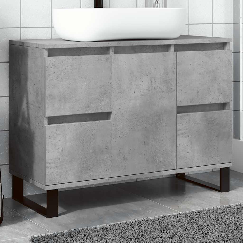 Armário lavatório wc 80x33x60cm derivados madeira cinza cimento