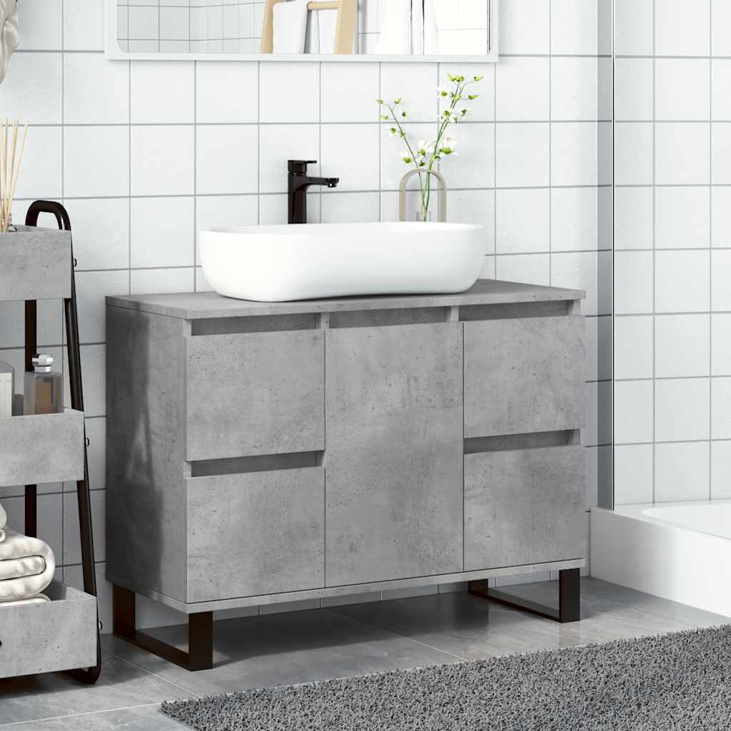 Armário lavatório wc 80x33x60cm derivados madeira cinza cimento