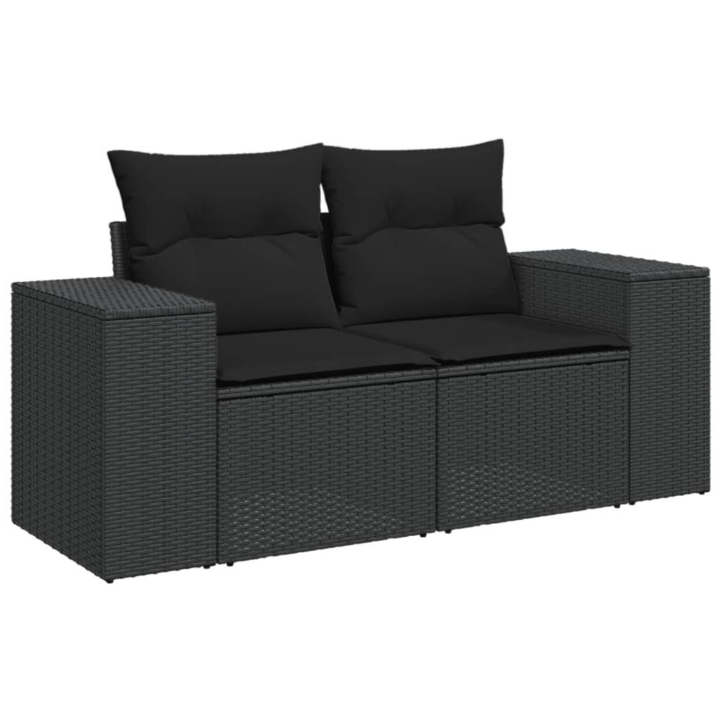 5 Pcs conjunto sofás de jardim com almofadões vime PE preto