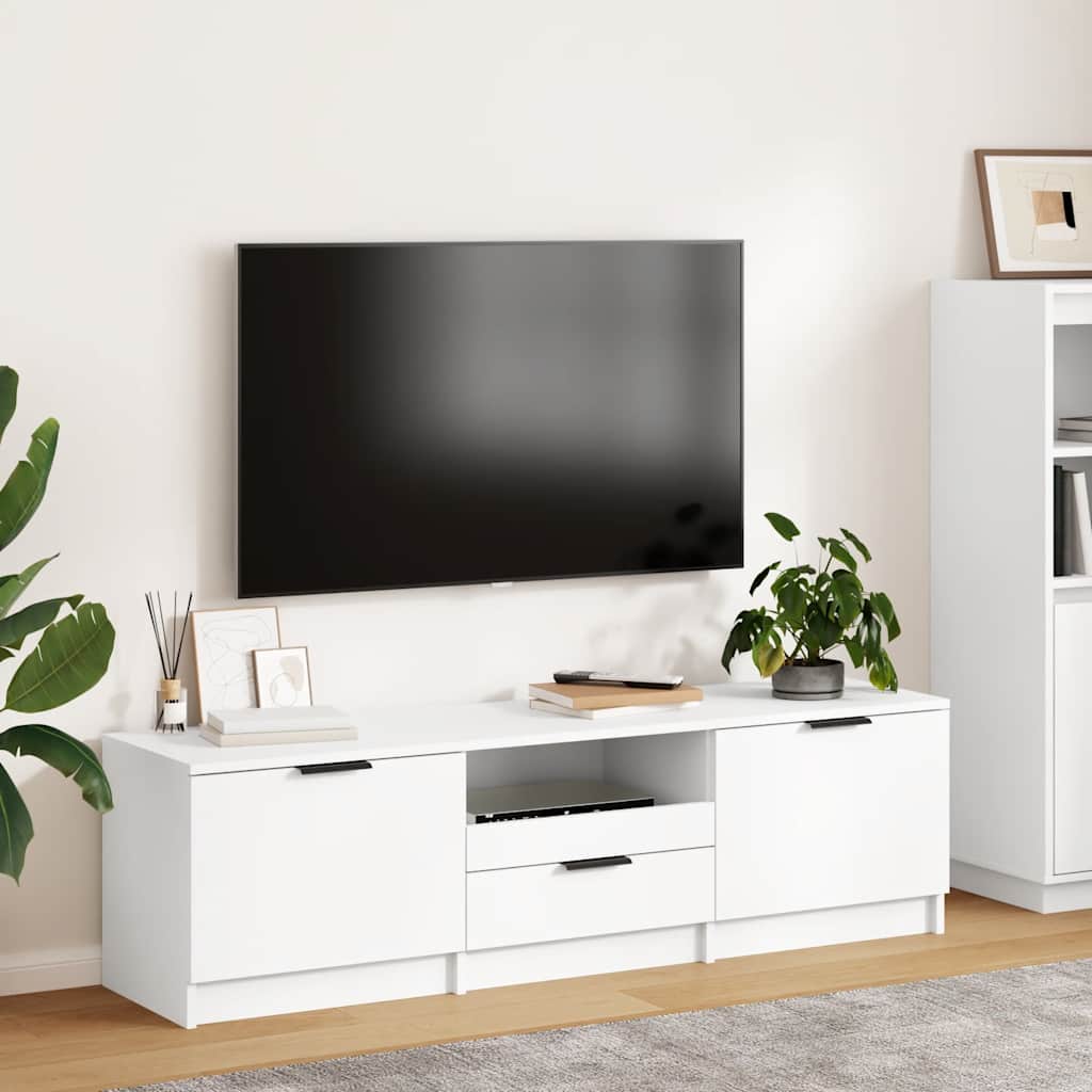 Móvel de TV branco 140x35x40 cm madeira engenheirada