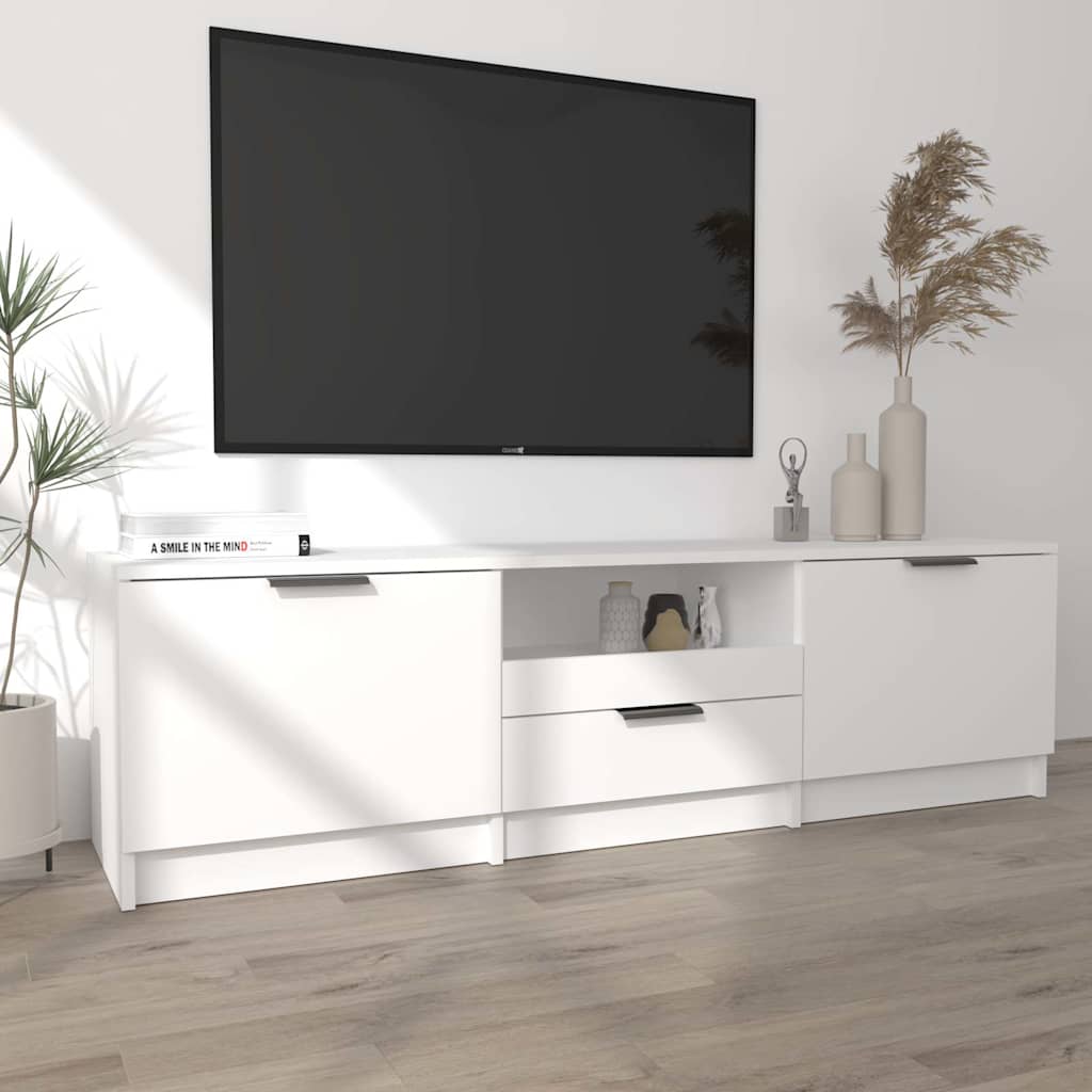 Móvel de TV branco 140x35x40 cm madeira engenheirada