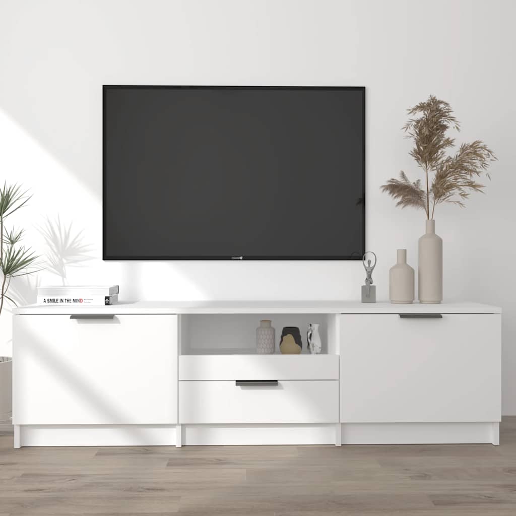 Móvel de TV branco 140x35x40 cm madeira engenheirada