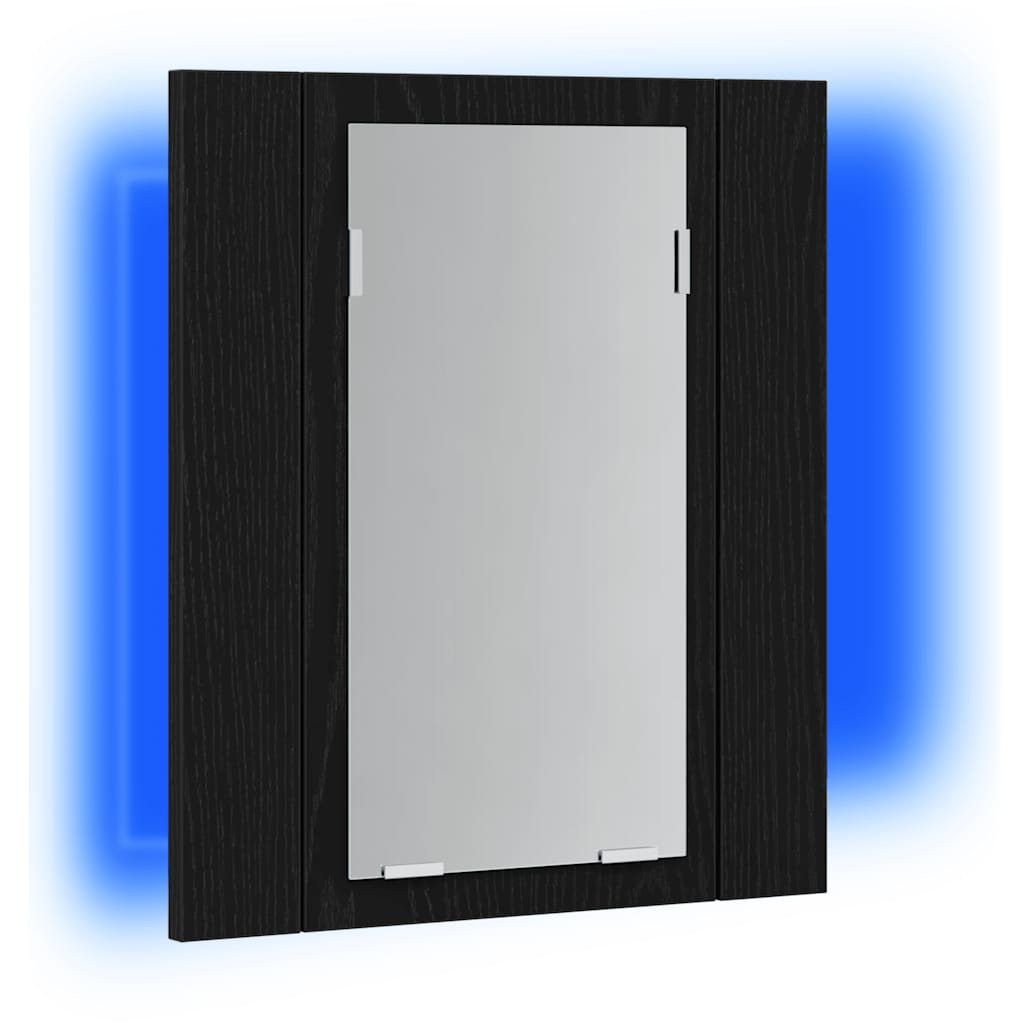 Armário de banheiro com espelho LED em carvalho preto, 40x12x45 cm, madeira engenheirada