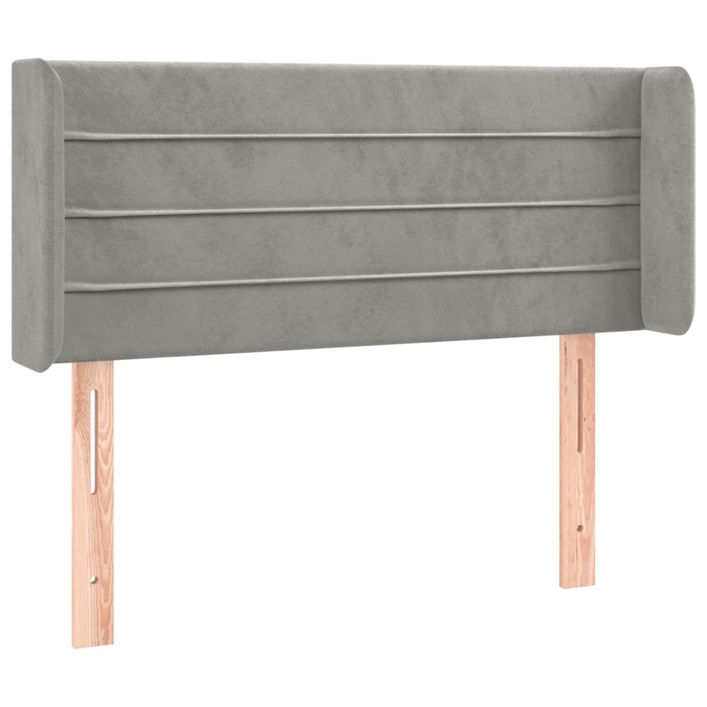 Cabeceira de cama c/ luzes LED veludo 83x16x78/88cm cinza-claro