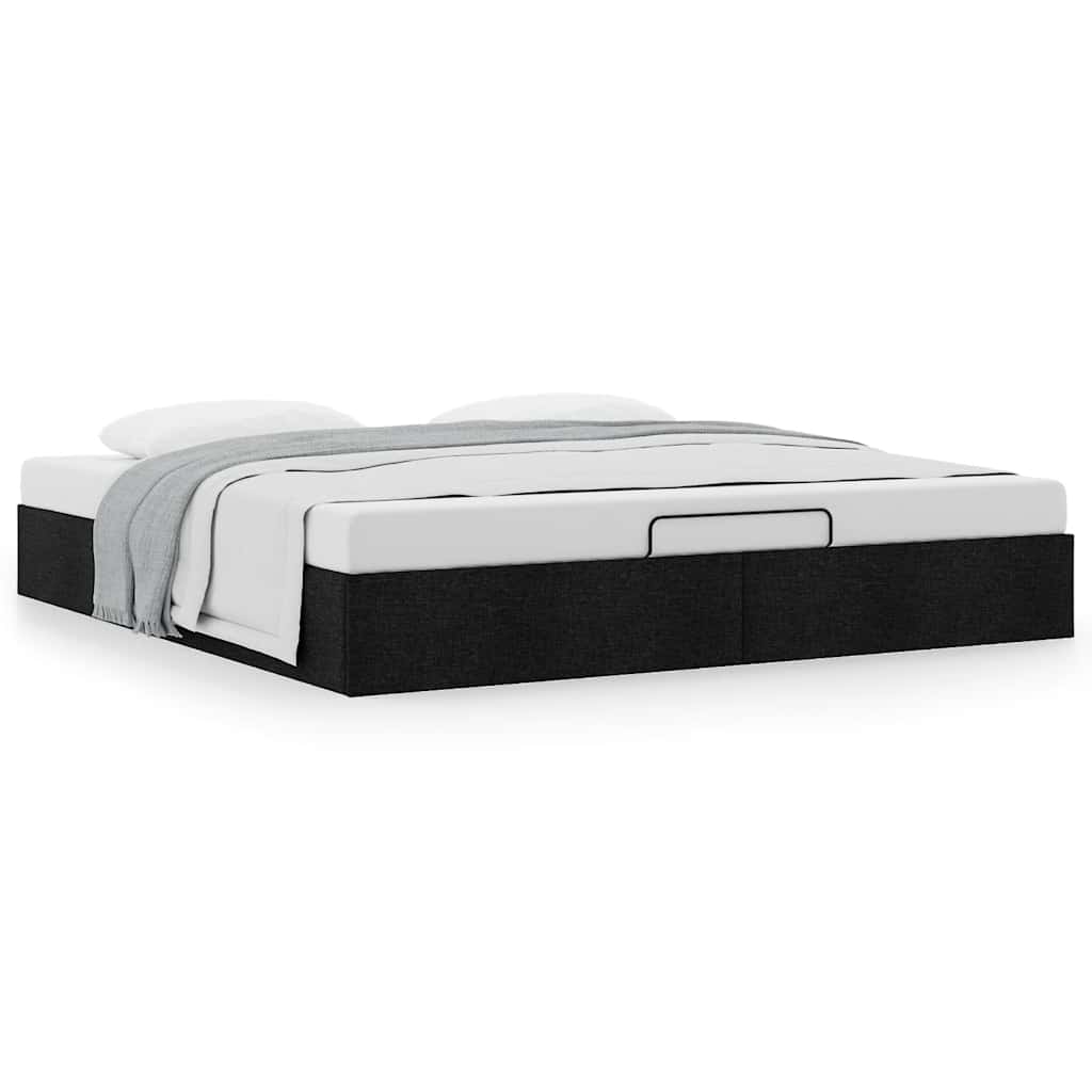 Estrutura de cama otomana sem colchão 180x200 cm tecido preto