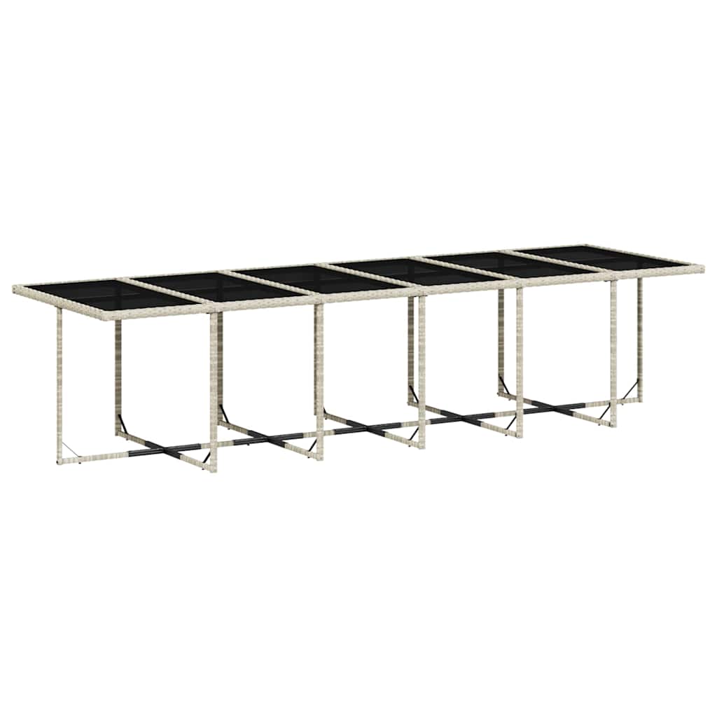 17 Pcs conj. jantar jardim c/ almofadões vime PE cinzento-claro