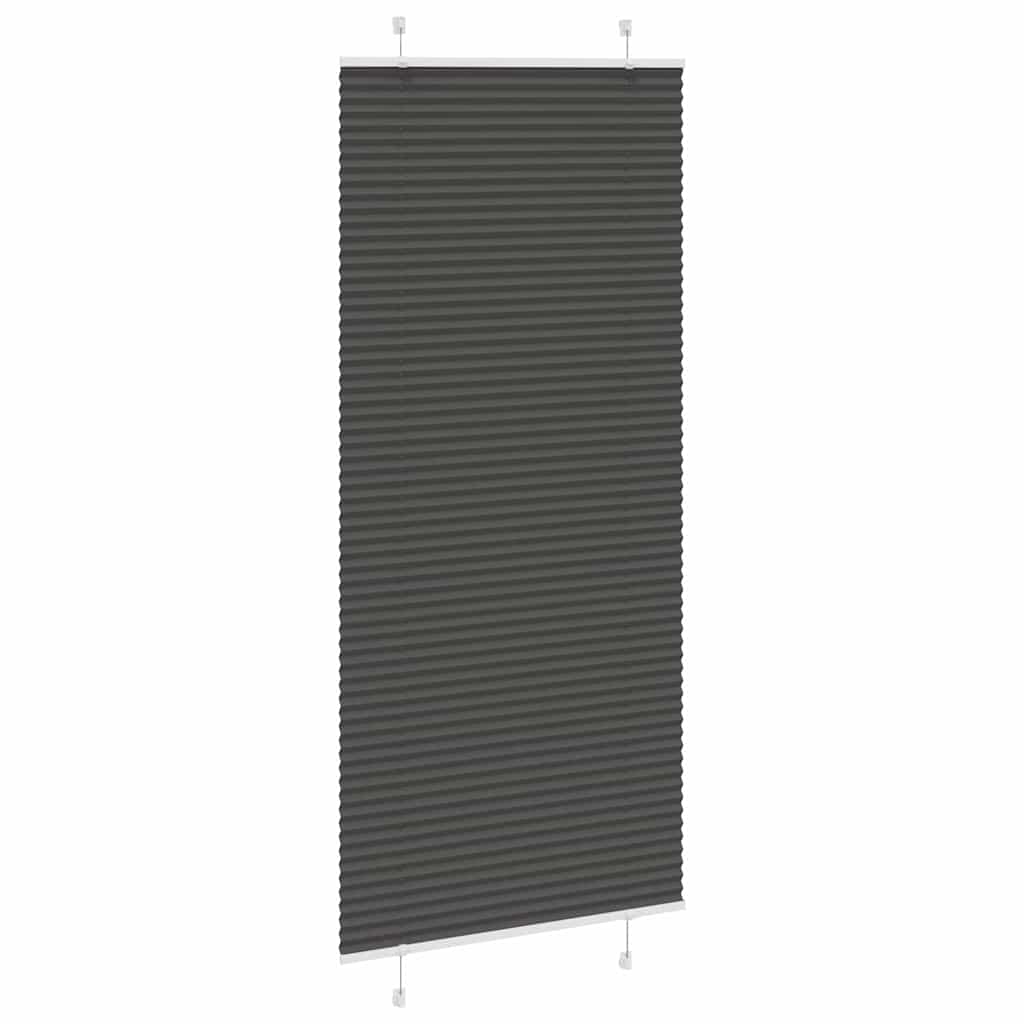 Preto plissada cega 85x200 cm largura tecido 84,4 cm poliéster