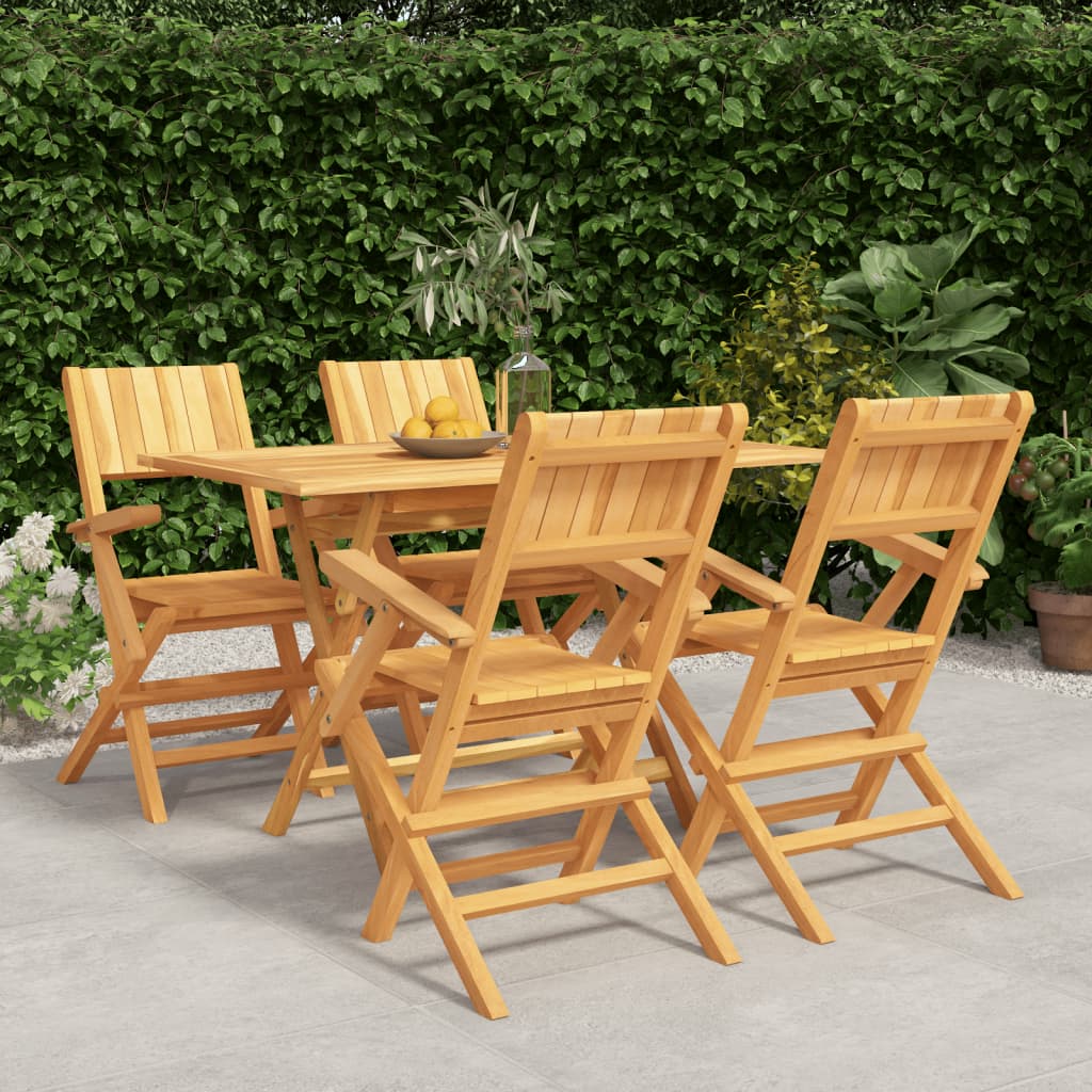 5 Pcs conjunto de jantar p/ jardim madeira de teca maciça