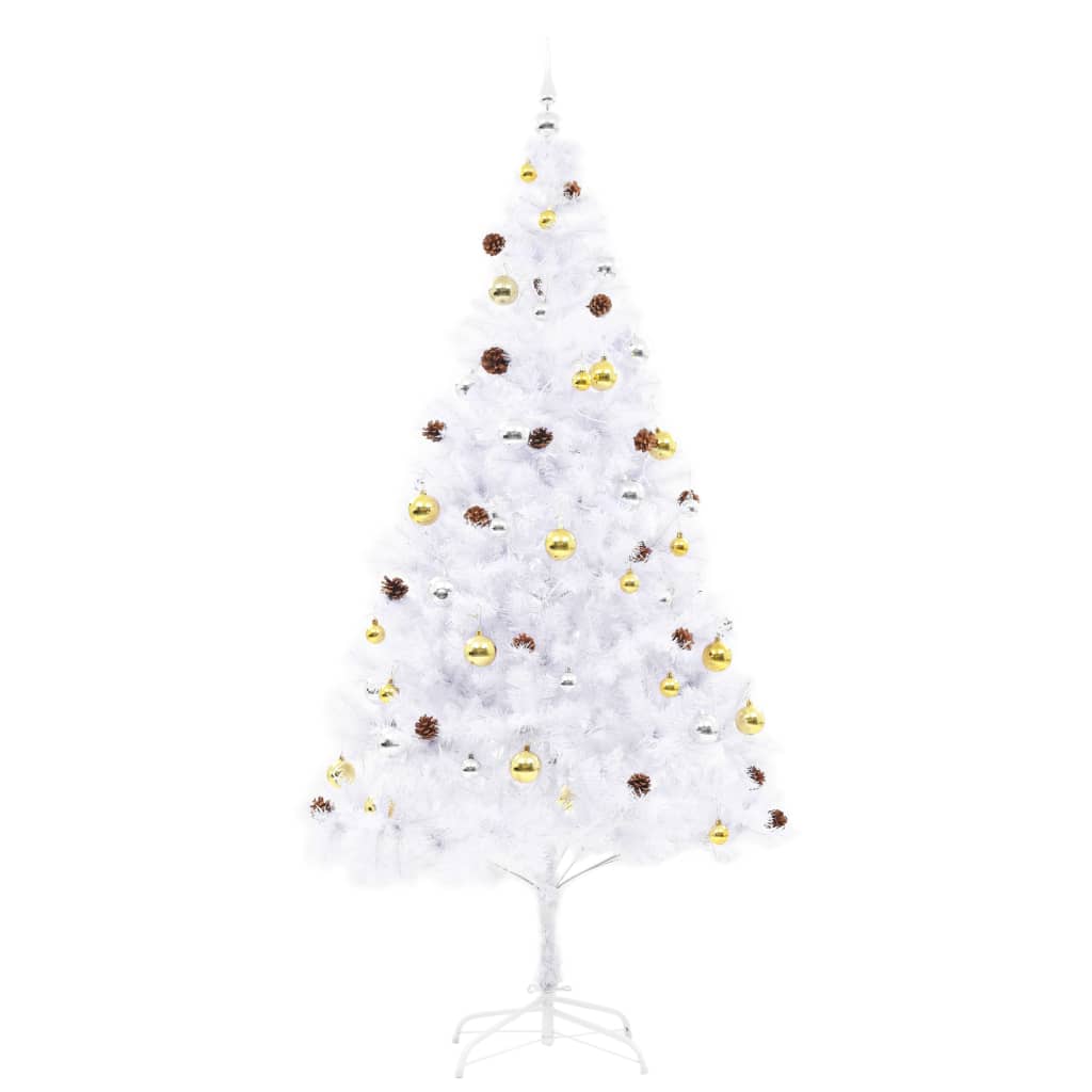 Árvore de natal artificial pré-iluminada enfeites 210cm branco