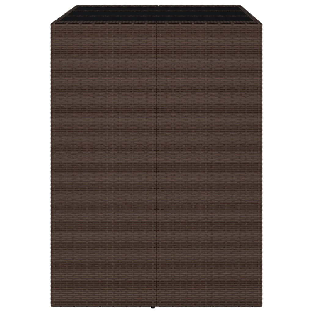 Mesa de bar com tampo de vidro 105x80x110 cm vime PE castanho
