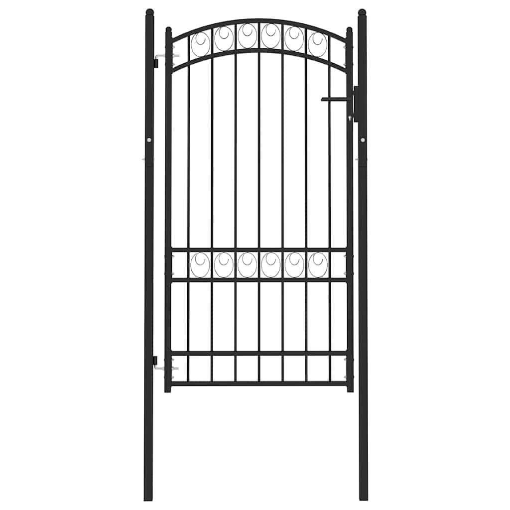 Portão de cerca emmen com topo arqueado, aço, 100x123,5 cm, preto