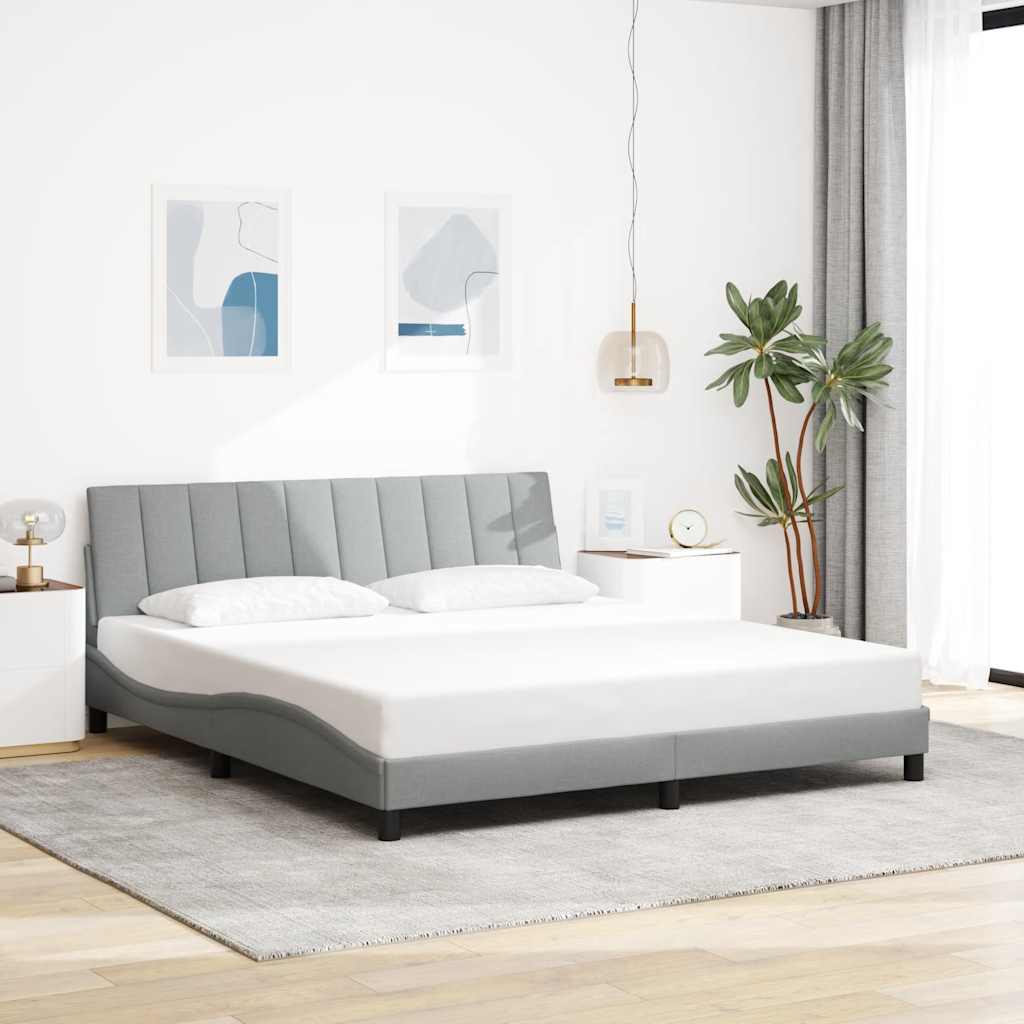 Estrutura de cama sem colchão hanko 180x200 cm tecido cinzento-claro