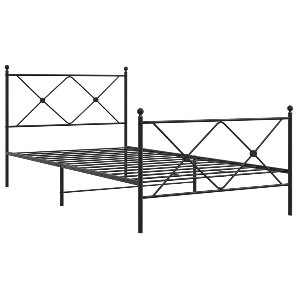 Estrutura de cama com cabeceira e pés 100x190 cm metal preto