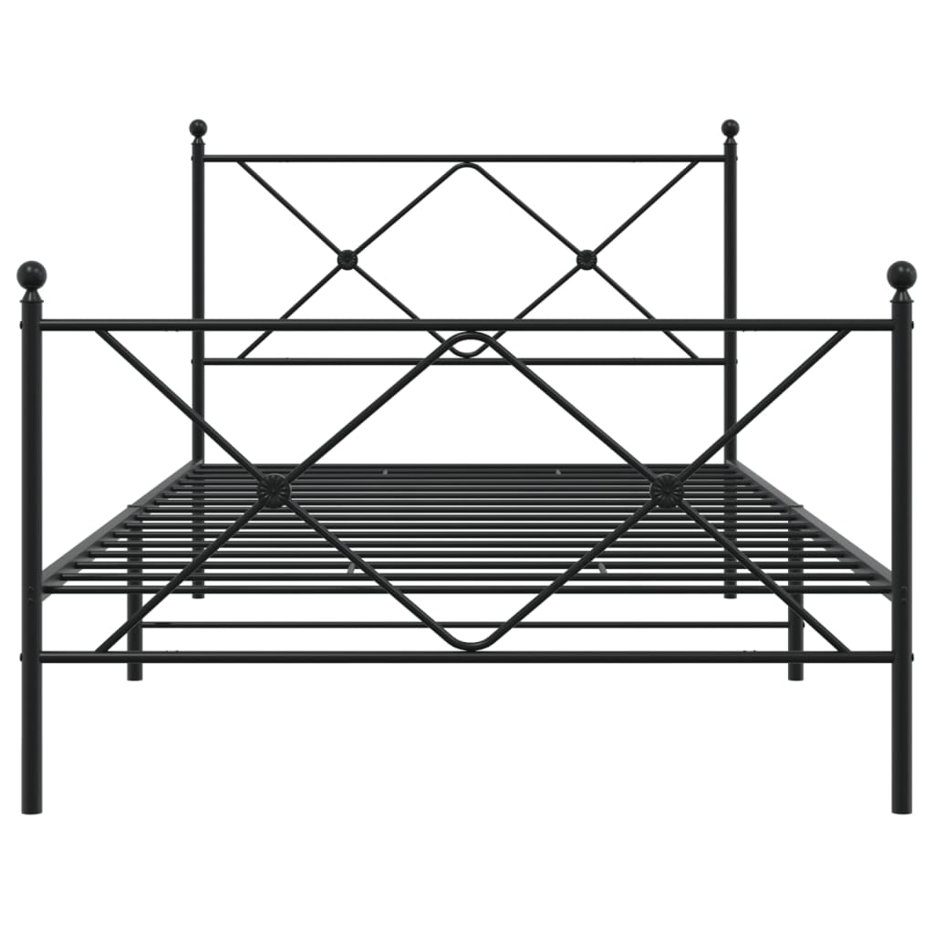 Estrutura de cama com cabeceira e pés 100x190 cm metal preto