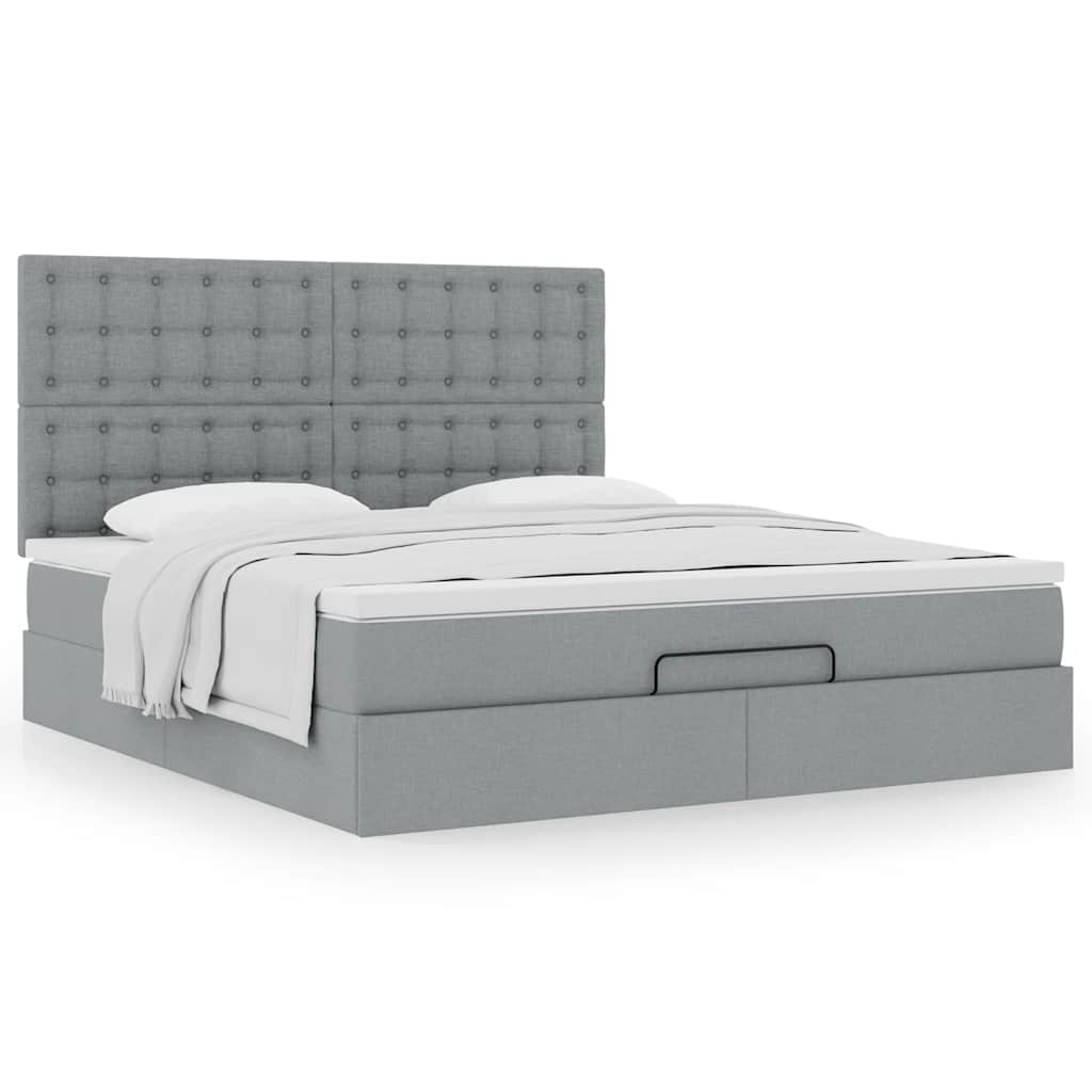 Estrutura de cama otomana com colchão 180x200 cm cinzento claro