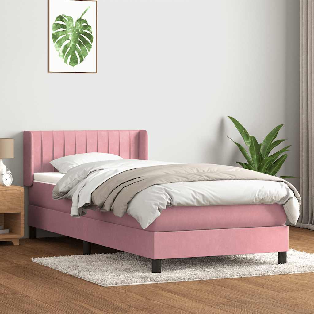 Cama com molas/colchão 80x220 cm veludo rosa